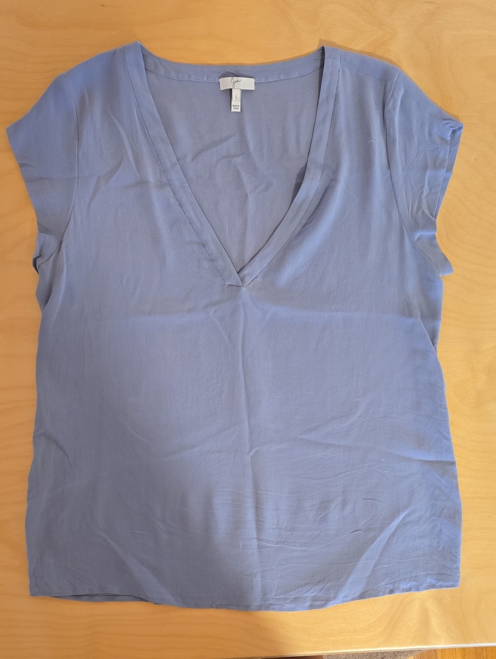 Joie Silk Lavender-Blue V-Neck Short Sleeve Blouse